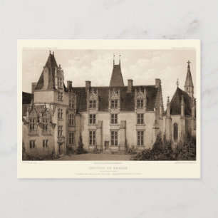 Mooi Frans Chateau in Sepia Tones Briefkaart