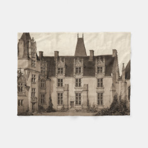 Mooi Frans Chateau in Sepia Tones Fleece Deken