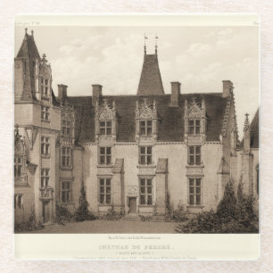 Mooi Frans Chateau in Sepia Tones Glazen Onderzetter