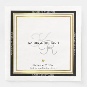 Mooi gedetailleerd monogram huwelijksreceptie / wi servet