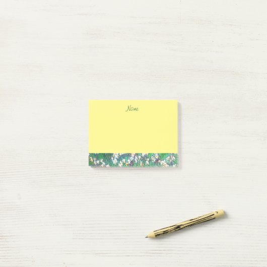 Mooi Geel Bloemontwerp met Lily Border Post-it® Notes (Op bureau)