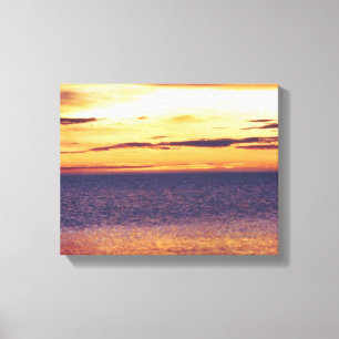 Mooi Geel Golden Sunset Ocean Zee ontworpen Canvas Afdruk
