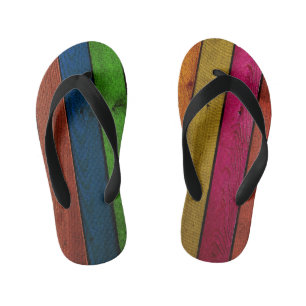 mooi gekleurde houten planken kinder teenslippers