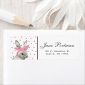 Mooi gepersonaliseerd konijn met roze boog etiket (Insitu)