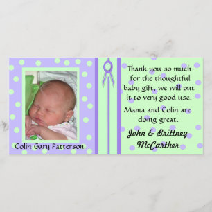 Mooi gestippelde baby foto dankkaartjes bedankkaart