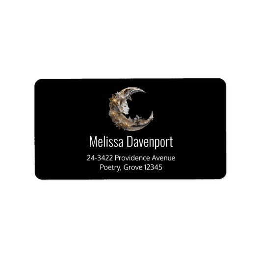 Mooi gezicht in de maan Adres Etiket (Voorkant)