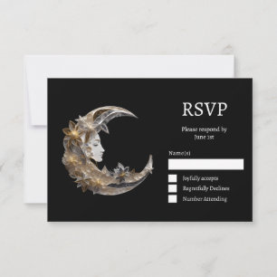Mooi gezicht in de maan bruiloft RSVP kaartje