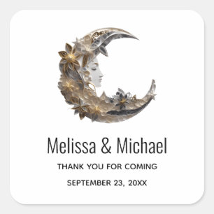 Mooi gezicht in de maan dank u vierkante sticker