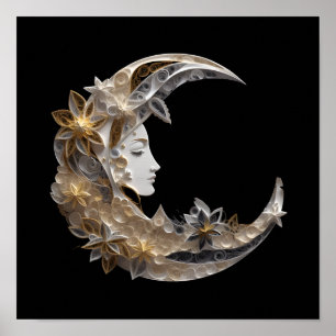 Mooi gezicht in de maan poster