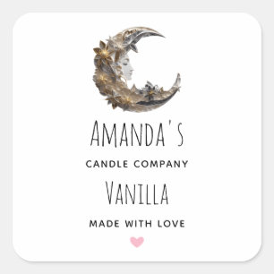 Mooi gezicht in de Moon Candle Business Vierkante Sticker