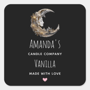 Mooi gezicht in de Moon Candle Business Vierkante Sticker