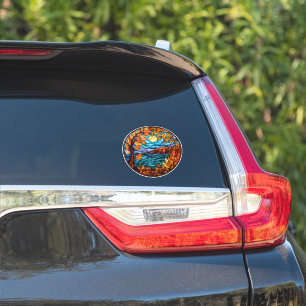 Mooi Glas in lood Herfst Scène Decal Sticker