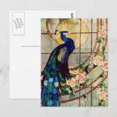 Mooi Glas in lood Peacock Briefkaart (Voorkant / Achterkant)