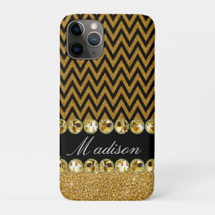 Mooi Gold Chevron Glitter Jewels Elegant iPhone 11 Pro Hoesje