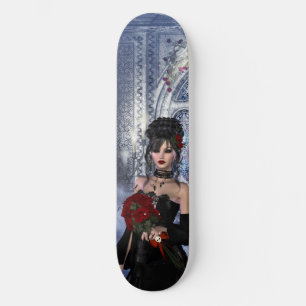 Mooi gotisch meisje, rozen en kaarsen skateboard