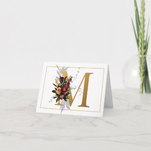 MOOI GOUD EN BLOEMEN MONOGRAM M NOTITIEKAARTJE