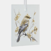 Mooi Goud en Wit Kerstmis Vogel Ontwerp Glas Ornament (Voorkant Rechts)