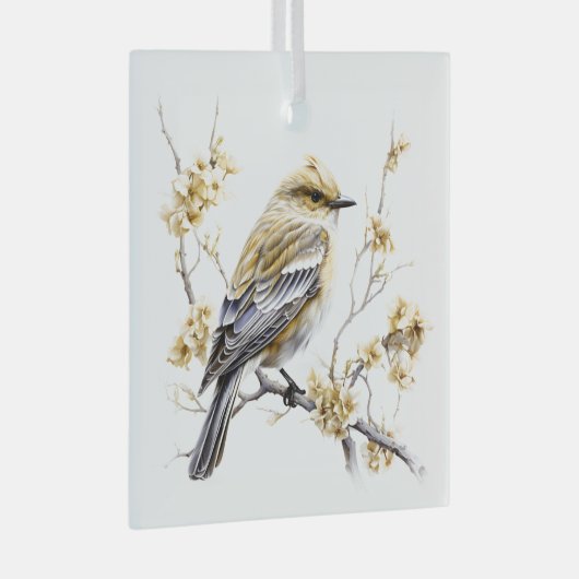 Mooi Goud en Wit Kerstmis Vogel Ontwerp Glas Ornament (Voorkant Rechts)