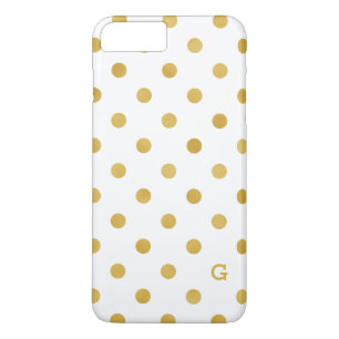 Mooi goud en witte polka stippen patronen monogram iPhone 8 plus / 7 plus hoesje