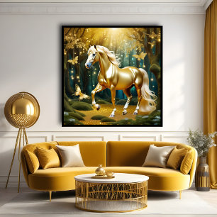 Mooi gouden paard, fantasy art poster