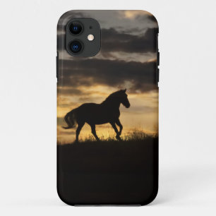Mooi gratis paard zonsondergang silhouet iPhone 11 hoesje