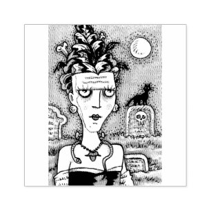MOOI GRIEZELIG FRANKENELLA MONSTER, GRAVEN, KAT RUBBERSTEMPEL