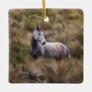 Mooi grijs gekleurd paard keramisch ornament