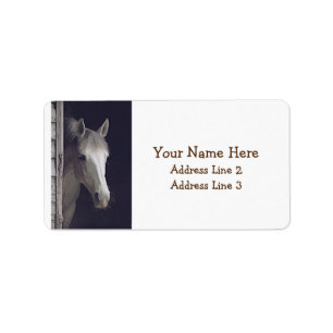 Mooi grijs paardenadres etiket