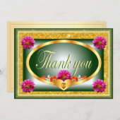 Mooi groen bloemenontwerp bedankkaart kaart (Voorkant / Achterkant)