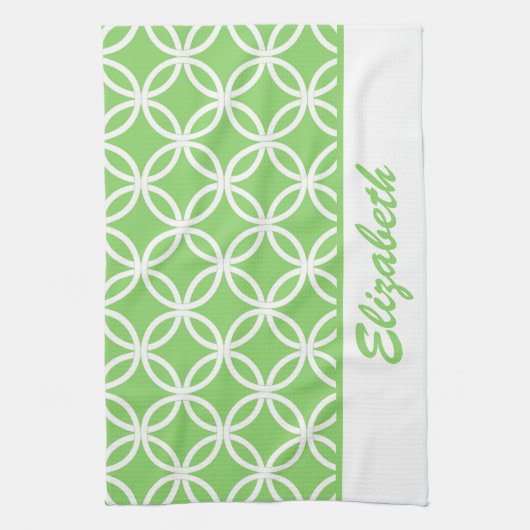 Mooi groen en wit cirkelvormig patroon theedoek (Verticaal)