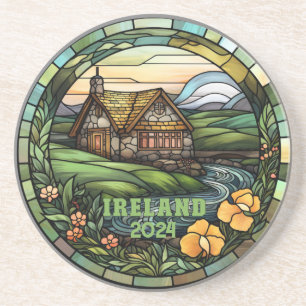 Mooi groen Ierland souvenir Zandsteen Onderzetter