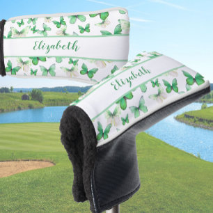 Mooi groene vlinder met eigen naam dames golfheadcover