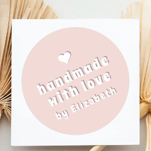 Mooi Handgemaakt met Liefde Cute Hart Blush Roze Ronde Sticker