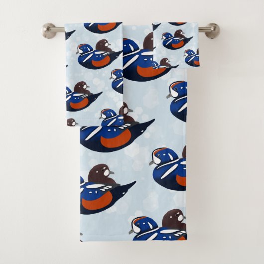 Mooi Harlequin Ducks Lovebird Bad Handdoek (Insitu)