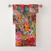 Mooi helder kleurrijk Abstract bloemenpatroon Bad Handdoek (Insitu)