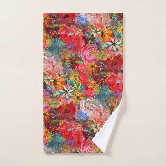 Mooi helder kleurrijk Abstract bloemenpatroon Bad Handdoek (Handdoek)