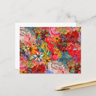 Mooi helder kleurrijk Abstract bloemenpatroon Briefkaart