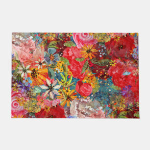 Mooi helder kleurrijk Abstract bloemenpatroon Deurmat