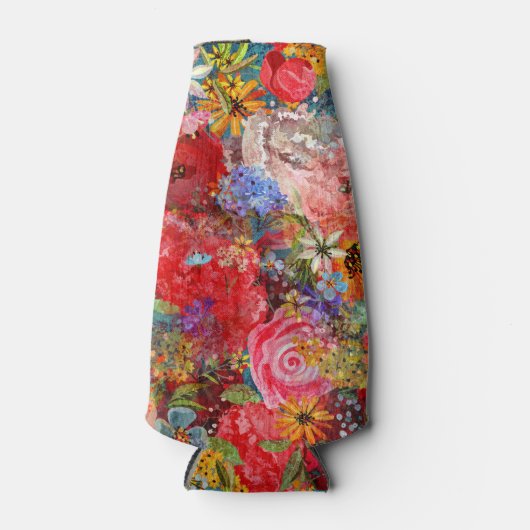 Mooi helder kleurrijk Abstract bloemenpatroon Flesjeskoeler (Voorkant)