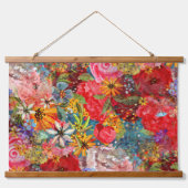 Mooi helder kleurrijk Abstract bloemenpatroon Hangend Wandkleed (Voorkant)