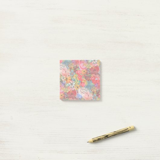 Mooi helder kleurrijk Abstract bloemenpatroon Post-it® Notes (Op bureau)