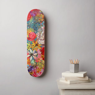 Mooi helder kleurrijk Abstract bloemenpatroon Skateboard