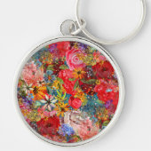 Mooi helder kleurrijk Abstract bloemenpatroon Sleutelhanger (Voorkant)