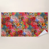 Mooi helder kleurrijk Abstract bloemenpatroon Strandlaken (Voorkant)