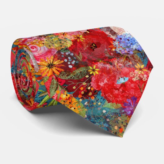 Mooi helder kleurrijk Abstract bloemenpatroon Stropdas (Opgerold)