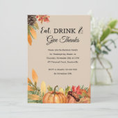 Mooi herfst dankfeest uitnodiging (Staand voorkant)