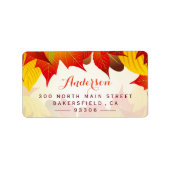 Mooi herfst Gold Red | Rustige valbladeren Etiket (Voorkant)