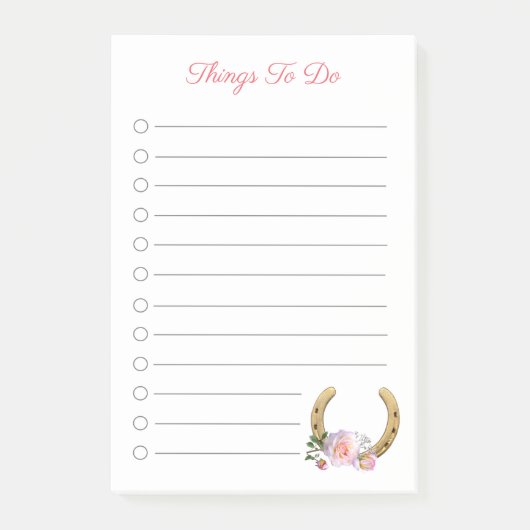 Mooi Hoefijzer met bloemen om dingen te doen Post-it® Notes (Voorkant)