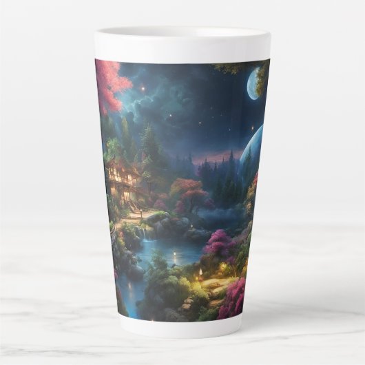 Mooi huis en tuinen in een magisch land latte mok (Voorkant)