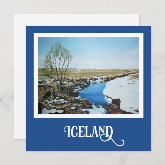 Mooi IJslands landschap beeldende kunst echte schi Feestdagenkaart (Voorkant / Achterkant)